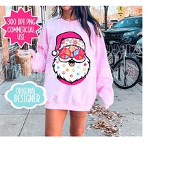 Hippie Santa Png, Commercial Use, Cute Christmas Shirt Design,  Retro Groovy Santa Png Sublimation, Digital Download, Tr
