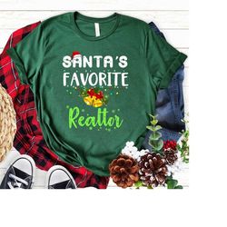 Santa's Favorite Realtor Christmas Santa Hat Light T shirt,Realtor Shirt,Gift for Realtor, Realtor Christmas Shirt, Real