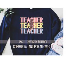 Teacher Png,Cute Teacher Png, Lightening Bolt Png, Leopard Print Lightening Bolt, Teacher Life Png, POD Use Allowed, Com