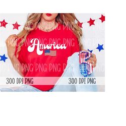 America PNG, US Flag Png, July 4th Png, Retro Font PNG, Trendy Retro Font png, Png for July 4th, Red, White and Blue Png