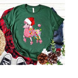 Poodle Christmas Lights Xmas T Shirt, Poodle Christmas Sweatshirt,Christmas Gift, Poodle Christmas Dog Sweatshirt Christ