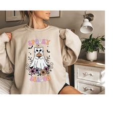 Ghost Cat Halloween Sweatshirt &Hoodie, Halloween Gifts, Pumpkin Sweatshirts, Ghost Black Cat Sweat,Bats And Cats Women