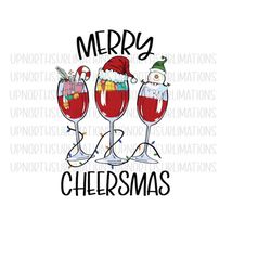Merry Cheersmas Png, Christmas Wine Png, Retro Christmas Png, Sublimation Design, Xmas Cheer Png