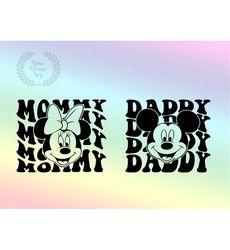 Mommy Daddy Svg, Mommy Mini Mouse Svg, Mickeyy Daddy Svg, Retro Mommy Mini Svg, Vinyl Cut File, Silhouette, Printable De