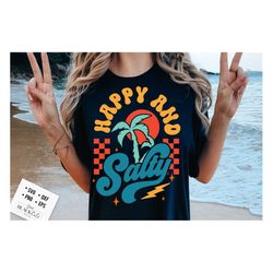 Retro summer svg, Happy and salty svg, Groovy summer svg, groovy beach svg, Retro beach svg