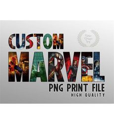 Superheroes Alphabet Font Custom Text PNG, Custom Avengers Alphabet Shirt PNG, Instant Download, Printable Files