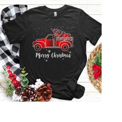 Buffalo Plaid Christmas Tree Red Truck T Shirt,Tree Red Truck T-Shirt, Christmas Hoodies, Holiday Sweaters, Shirts, Chri