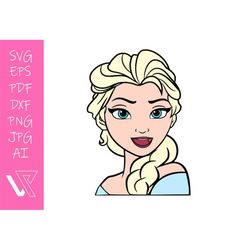 Elsa Princess Layered SVG Cricut Cut File Silhouette Vector Artwork Instant Download Clip Art Sticker Print Digital File