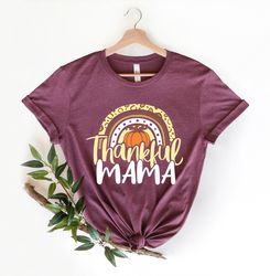 Thankful Rainbow Pumpkin Mama Shirt Png, Cute thanksgiving tee, Thanksgiving Vacation Shirt Png, Family Thanksgiving Shi