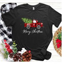 Merry Christmas Truck, Christmas Tree Shirt, Merry Christmas, Red Truck Shirt, Christmas Matching Family Shirt, Christma