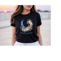 peaceful nightfall shirt, celestial shirt moon t shirts, moon graphic t shirt, moon phase astrology, garment dyed, boho,
