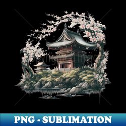 Finding peace and tranquility in the serene atmosphere of a Japanese temple - Trendy Sublimation Digital Download - Create with Confidence