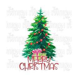 Watercolor Merry Christmas Tree Sublimation Design, PNG File, Digital Download, Sublimation Designs Downloads, Christmas Sublimation