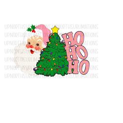Pink Santa Ho Ho Ho Png, Retro Christmas Png, Holiday Sublimation, Pink Santa Png, Retro Santa Digital