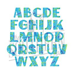 Teal Retro Print Alphabet 26 Letters, PNG File, Sublimation, Digital Download, Sublimation Designs Downloads
