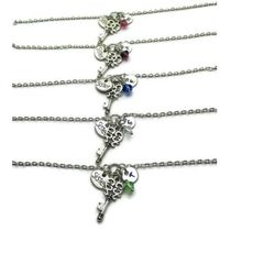 5 sisters key bracelets personalized with initials and birthstones, five sisters gift, bracelets for 5 sisters, sisters