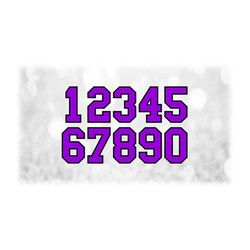 Sports Clipart: Jersey Number Templates Grouped on ONE Single Sheet, Purple Layered on Black Digital Download SVG, Not I