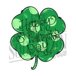 Hand Drawn Happy Saint Patricks Day Clover PNG File, Sublimation Design, Digital Download, Saint Patricks Day