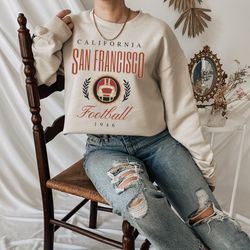 San Francisco Football Vintage Crewneck Sweatshirt,  Retro SF Sweater, Cute San Fran Gift, Oversized SF Tailgate Shirt,
