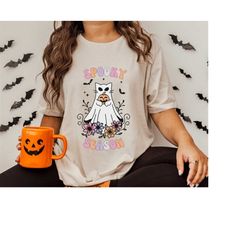 Halloween Ghost Cat Shirt, Halloween Cat Tshirt, Spooky Season Shirt, Floral Cat Shirt, Cat Lady, Mother of Cats, Ghost