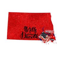 North Dakoda state map, US state map, 4th of July PNG, American Flag, American state map, Military sublimation, North Dakoda PNG