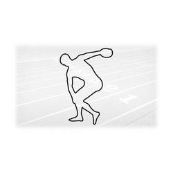Sports Clipart: Black Bold Outline of Male / Man / Boy Discus Thrower Silhouette for Track & Field Event