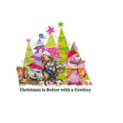BoHo Cowboy Christmas PNG - 'Christmas is Better with a Cowboy' - Funny Gnome Clipart - Western Sublimation Design - Digital Download