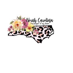 North Carolina state map, Keeper of my Heart clip art, PNG, instant download, sublimation graphics, North Carolina PNG, Leopard sublimation.