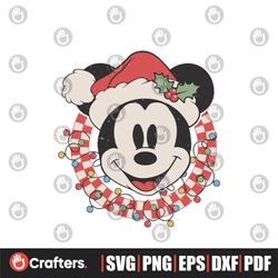 Christmas Vintage Disney Mickey Mouse Santa Hat SVG File