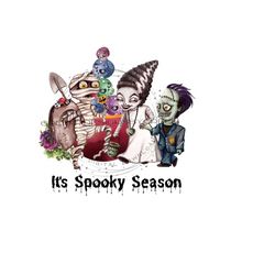 Spooky Season Clipart - Frankenstein & Bride Trick or Treating - Cauldron, Skulls, Mummy - Sublimation PNG - Digital Download