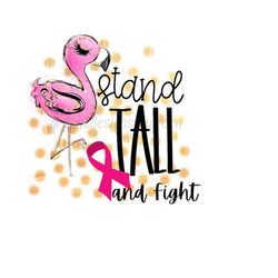 flamingo breast cancer sublimation design, flamingo clipart sublimation, pink ribbon png, cancer awareness png, breast cancer, cure cancer