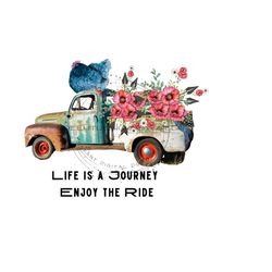 Rustic farm PNG, farm waterslide, western sublimation, chicken clipart, floral PNG, 'Life is a Journey, enjoy the Ride'