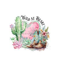 western cow skull png, pink heart background, cowboy boot graphic, cactus & boot png digital download, western png, cactus background png