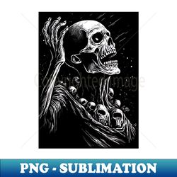 skeleton in space halloween design black background - Exclusive PNG Sublimation Download - Bring Your Designs to Life