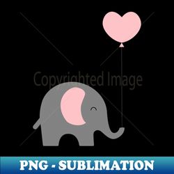 Cute baby elephant with heart baloon - Instant PNG Sublimation Download - Add a Festive Touch to Every Day