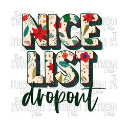 Nice List Dropout PNG File, Digital Download, Sublimation Designs Downloads, PNG For Sublimation, Instant Download, Christmas Designs