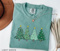 Green Tree Christmas T-Shirt Png, Christmas Shirt Png, Cute Christmas Tee, comfort Color,   Christmas,  Winter Shirt Png