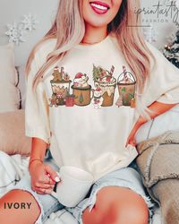 Holiday Latte T-Shirt Png, Christmas Coffee Shirt Png, Holiday Party Shirt Png,   Christmas, Comfort Colors, Christmas G