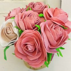 Charming handmade pink roses made of foam