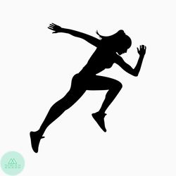 Sprinting Girl SVG Running Woman Clip Art Cut File Silhouette dxf eps png jpg Instant Digital Download