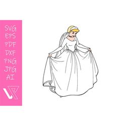 Cinderella Princess Layered SVG Cricut Cut File Silhouette Vector Artwork Instant Download Clip Art Sticker Print Digita