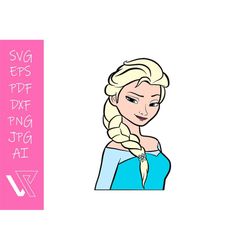 Elsa Princess Layered SVG Cricut Cut File Silhouette Vector Artwork Instant Download Clip Art Sticker Print Digital File