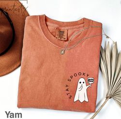 Stay Spooky T-Shirt Png, minimal Halloween T-Shirt Png, ghost  pocket T-Shirt Png, Skeleton graphic T-Shirt Png, Hallowe