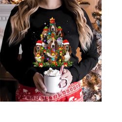 Funny Basset Hound Christmas Tree Shirt,Basset Hound Dog t shirt, Basset Hound Christmas t shirt, Funny Basset Hound Dog