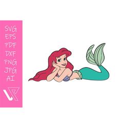 Ariel Little Mermaid  Layered SVG Cricut Cut File Silhouette Vector Artwork Instant Download Clip Art Sticker Print Digital File
