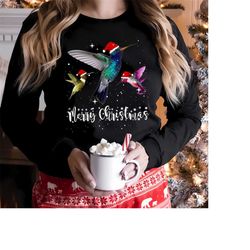 Hummingbird Christmas Sweatshirt,Cute Hummingbird Christmas T Shirt, Christmas Hummingbird Sweatshirt, Bird Lovers Gifts