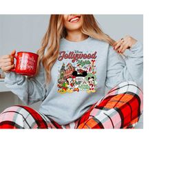 Christmas Jollywood Nights Sweatshirt, Retro Mickey and Friends Christmas Party Shirts, Family Disney Christmas Trip, Ch