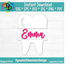 Tooth Name Frame SVG File, Digital Download for Cricut/Silhouette (includes svg, dxf, eps, pdf, png file formats) Does NOT come with font!