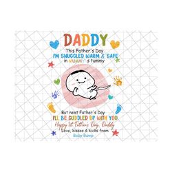 Daddy, This Father's Day, I'm Snuggled Warm & Safe In Mummy's Tummy, 1st Father's Day Gift Png, Soon To Be Mum, Father's Day Baby Bump Png