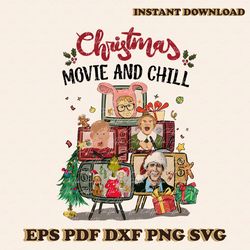 Vintage Christmas Movie And Chill Characters PNG Download